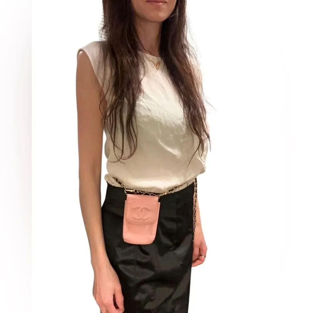 Chanel pink leather mini bag